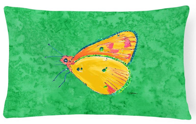 Butterfly Orange on Green   Canvas Fabric Decorative Pillow