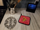 Butterfly on Red Pot Holder Set of 2 Heat Resistant Quilted Hot Pads 7.5 x 7.5 Inch, Insulated Kitchen Trivets for Cooking & Baking