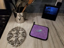 Dragonfly on Purple Pot Holder Set of 2 Heat Resistant Quilted Hot Pads 7.5 x 7.5 Inch, Insulated Kitchen Trivets for Cooking & Baking