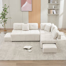91.73" L-shaped Sofa Sectional Sofa Couch with 2 Stools and 2 Lumbar Pillows for Living Room, Biege
