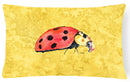 Lady Bug on Yellow Decorative Throw Pillow 12x16 Indoor Outdoor Accent Cushion, Fabric Cover with Insert for Sofa, Bed, Porch & Living Room