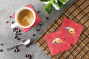 Lady Bug on Red Foam Coasters Set of 4 Cup Coasters for Indoor Outdoor, Tabletop Protection, Anti Slip, Mouse pad Material