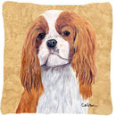 Cavalier Spaniel Wipe your Paws Decorative Throw Pillow 14x14 Indoor Outdoor Accent Cushion, Fabric Cover with Insert for Sofa, Bed, Porch & Living Room
