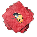 Lady Bug on Red Foam Coasters Set of 4 Cup Coasters for Indoor Outdoor, Tabletop Protection, Anti Slip, Mouse pad Material