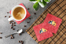 Lady Bug on Red Foam Coasters Set of 4 Cup Coasters for Indoor Outdoor, Tabletop Protection, Anti Slip, Mouse pad Material