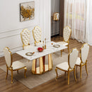 70'' Faux Marble Dining Table for 6 People