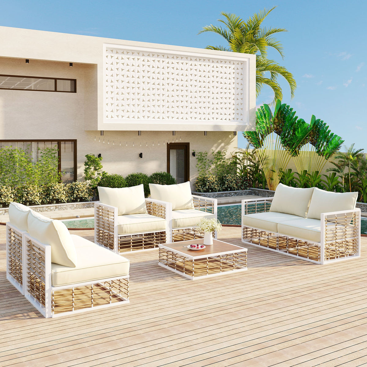 TOPMAX Modern Minimalist 7-Piece Metal Patio Sectional Sofa Set, photo 9 of 10