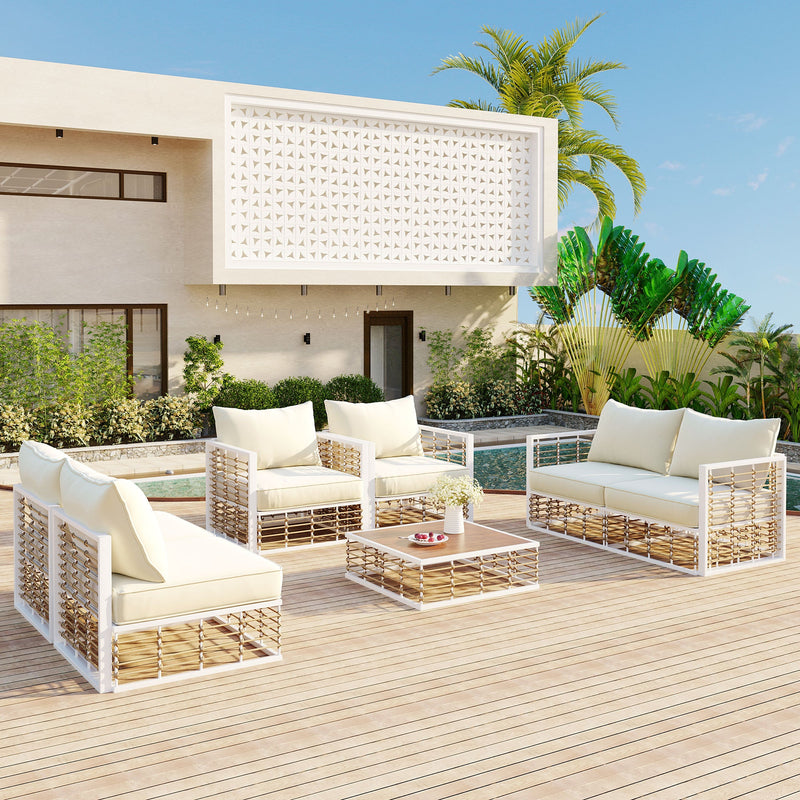 TOPMAX Modern Minimalist 7-Piece Metal Patio Sectional Sofa Set, photo 9 of 10