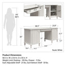 Selena - Double Pedestal Desk - Rustic White by HouseOfZazla