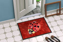 Lady Bug on Deep Red Doormat Indoor Outdoor 24H X 36W Front Door Mat Rugs for Entryway, Non Slip Washable Low Pile,