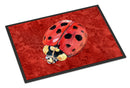 Lady Bug on Deep Red Doormat Indoor Outdoor 24H X 36W Front Door Mat Rugs for Entryway, Non Slip Washable Low Pile,