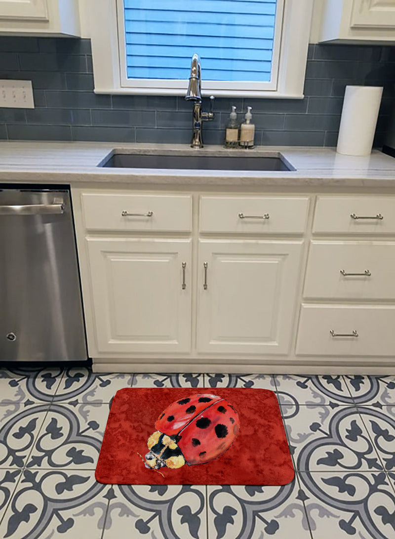 Lady Bug on Deep Red Machine Washable Memory Foam Mat 8870RUG