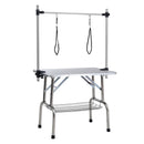 Folding Dog Pet Grooming Table Stainless Steel Frame Rubber Mat On Board With Adjustable Arm And Clamps Pet Dog Cat Grooming Table by HouseOfZazla