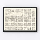 Vintage Map of San Jose, CA Business Section 1952