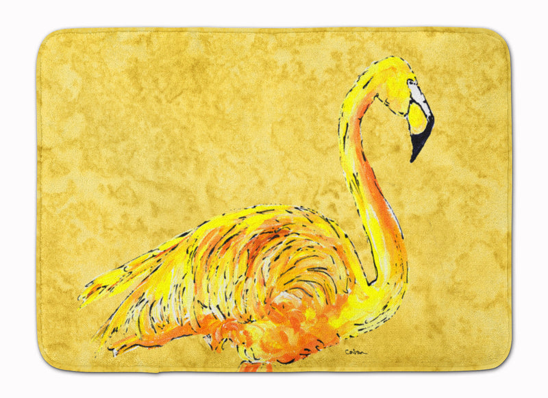 Flamingo on Yellow Machine Washable Memory Foam Mat 8872RUG