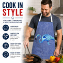 Flamingo On Slate Blue Apron Cooking Kitchen Server Baking Crafts Gardening for Adult Women Men, Unisex, Large, Multicolor