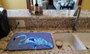 Flamingo On Slate Blue Dish Drying Mat Absorbent Dish Drying Mat Pad for Kitchen Counter Dish Drainer Mat for Countertop, 14 x 21", Multicolor