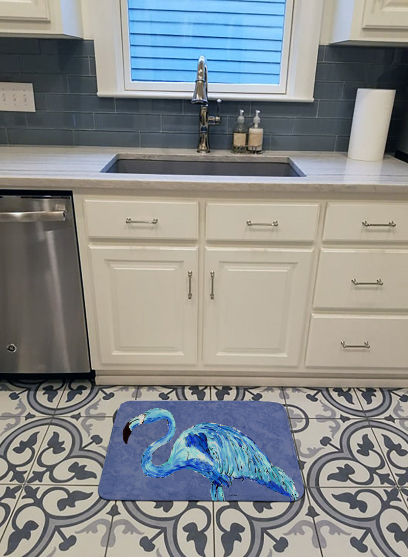 Flamingo On Slate Blue Machine Washable Memory Foam Mat 8873RUG