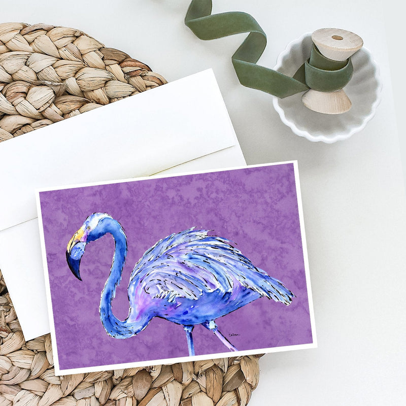 Flamingo on Purple Greeting Cards and Envelopes Pack of 8