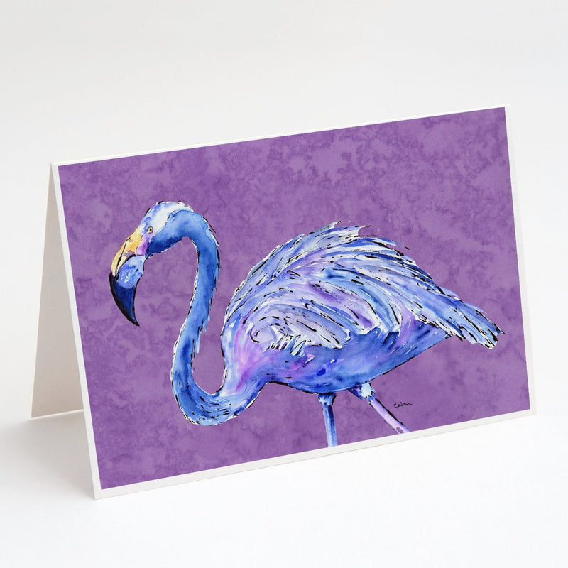 Flamingo on Purple Greeting Cards and Envelopes Pack of 8