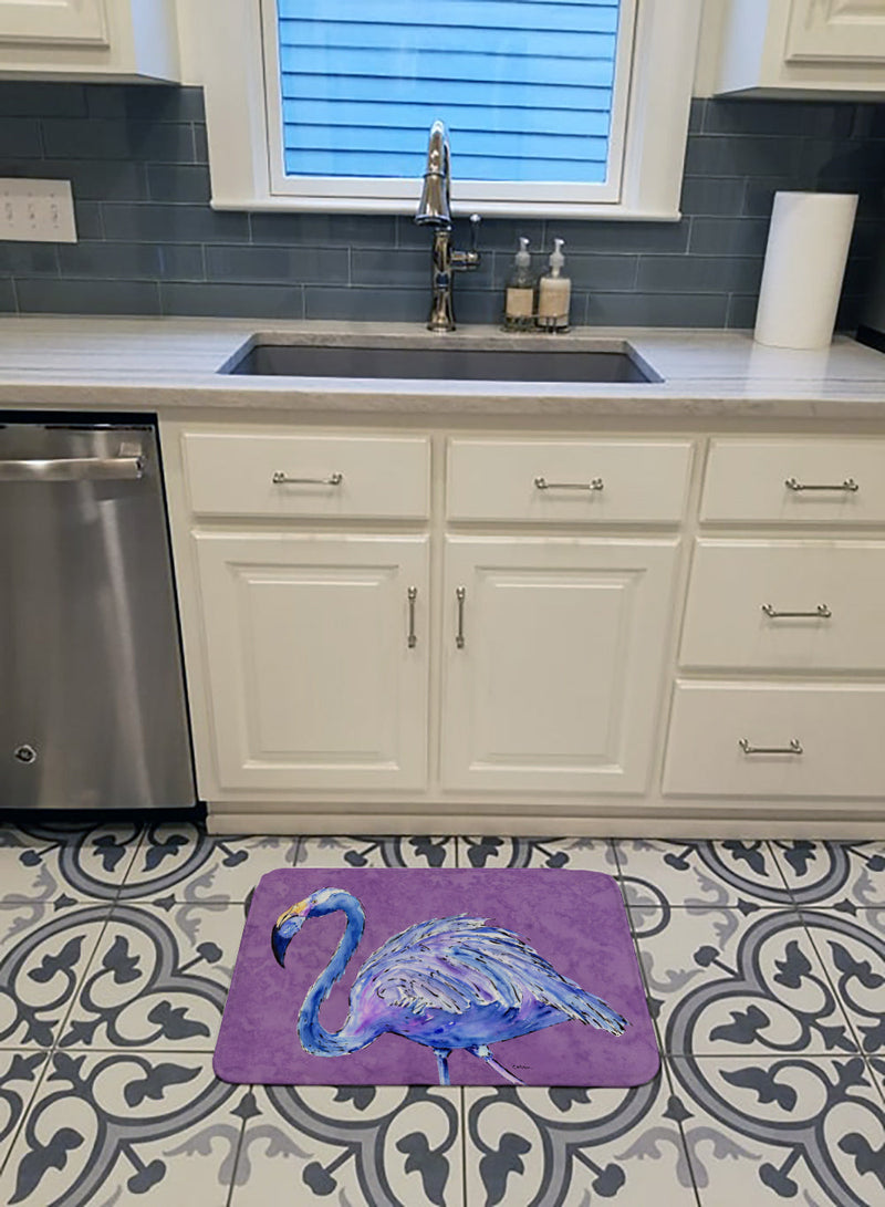 Flamingo on Purple Machine Washable Memory Foam Mat 8874RUG