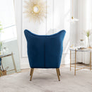 Sovarol - Velvet Button-Tufted Wing Back Accent Chair - Blue by HouseOfZazla