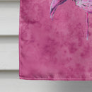 Flamingo on Pink House Flag 28x40 Porch Sleeve Pole Decorative Outside Yard Banner Artwork Wall Hanging, Polyester