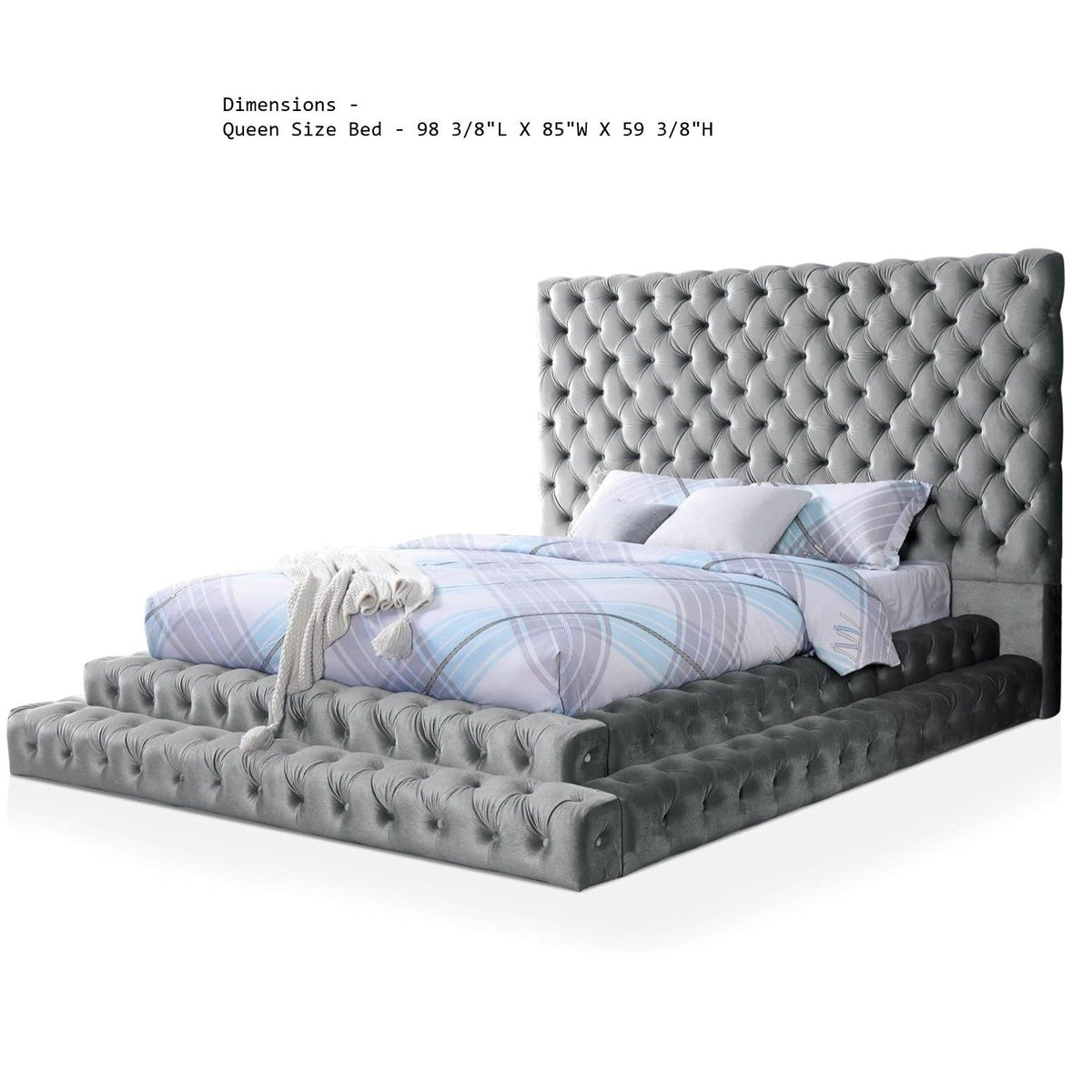 Tufted Oversized Headboard Platform Bed With Fully Upholstered Frame, photo 6 of 9