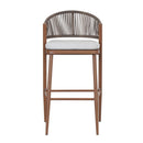 Outdoor Bar Height Metal Frame Counter Stools with Scallop-Shaped Backrest & Water-Resistant Cushions by HouseOfZazla
