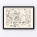 Vintage Map of Bridgeport, CT Business Section 1946