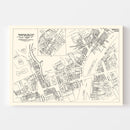 Vintage Map of Bristol, CT Business Section 1946