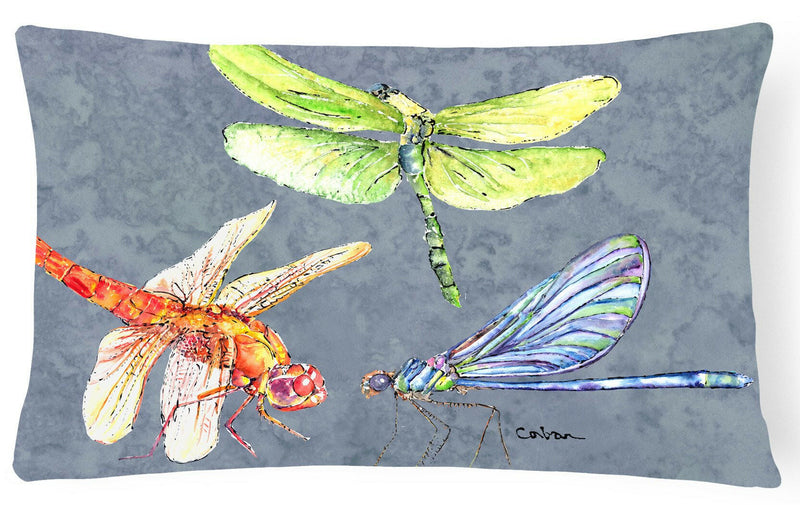 Dragonfly Times Three   Canvas Fabric Decorative Pillow