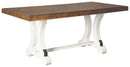 Rustic Farmhouse Extension Dining Table Two Tone Brown White