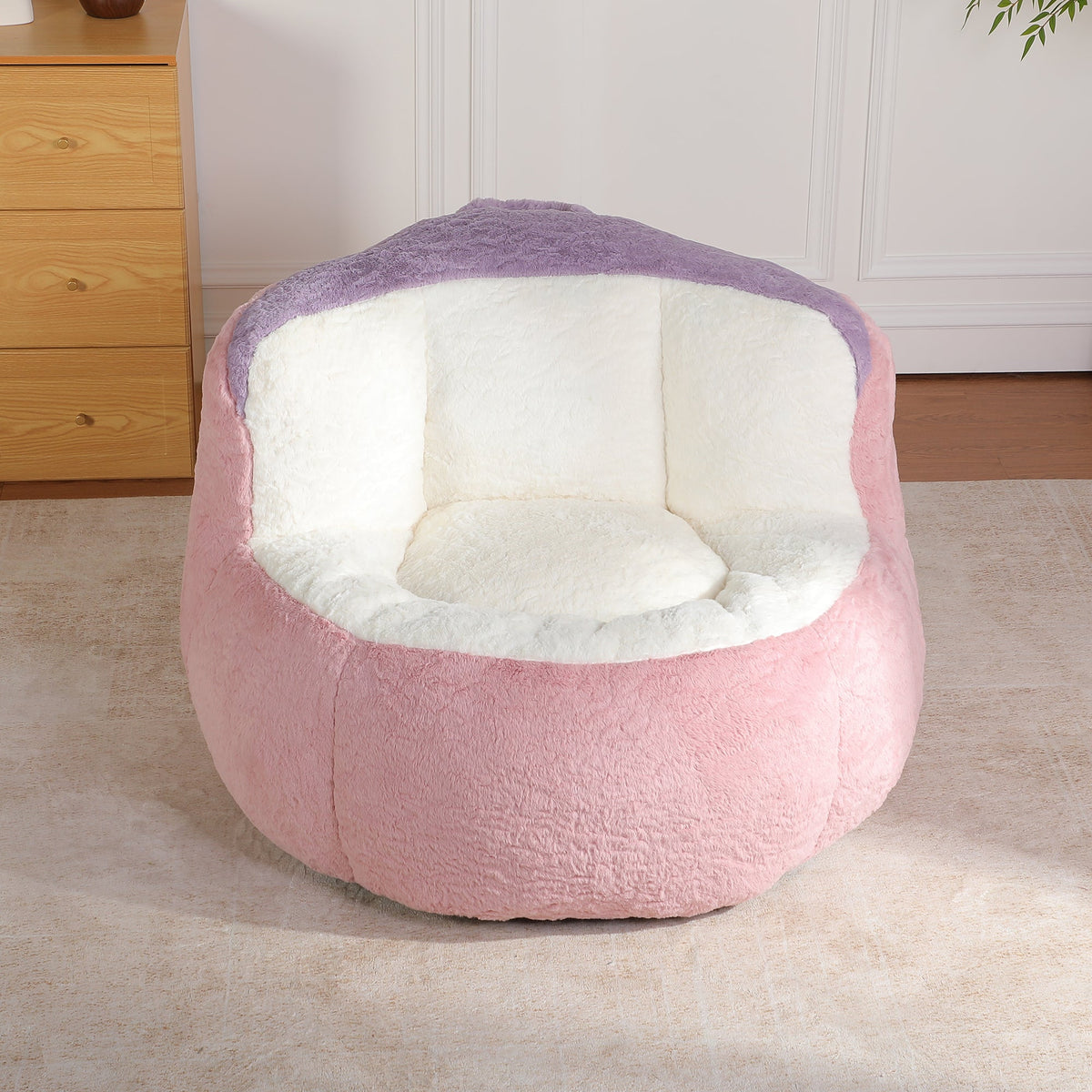 Oversized Multicolor Faux Fur Bean Bag Chair, photo 2 of 10