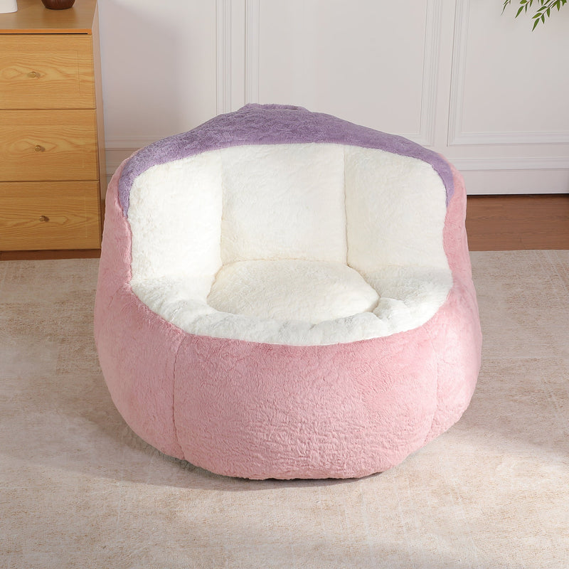 Oversized Multicolor Faux Fur Bean Bag Chair, photo 2 of 10