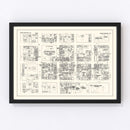 Vintage Map of Burlington, VT Business Section 1946