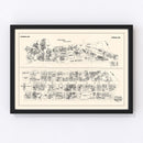 Vintage Map of Cambridge, MA Business Section 1946