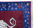 5 X 7 Handmade Zagros Wool Rug Snow White Panther Maroon Blue Organic Dyes