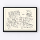 Vintage Map of Fall River, MA Business Section 1946