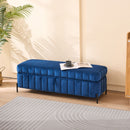 Wide Upholstered Storage Soft Bench Ottoman With Metal Legs by HouseOfZazla