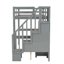 Loft Bed Frame With Built In Desk And Double Storage Drawers