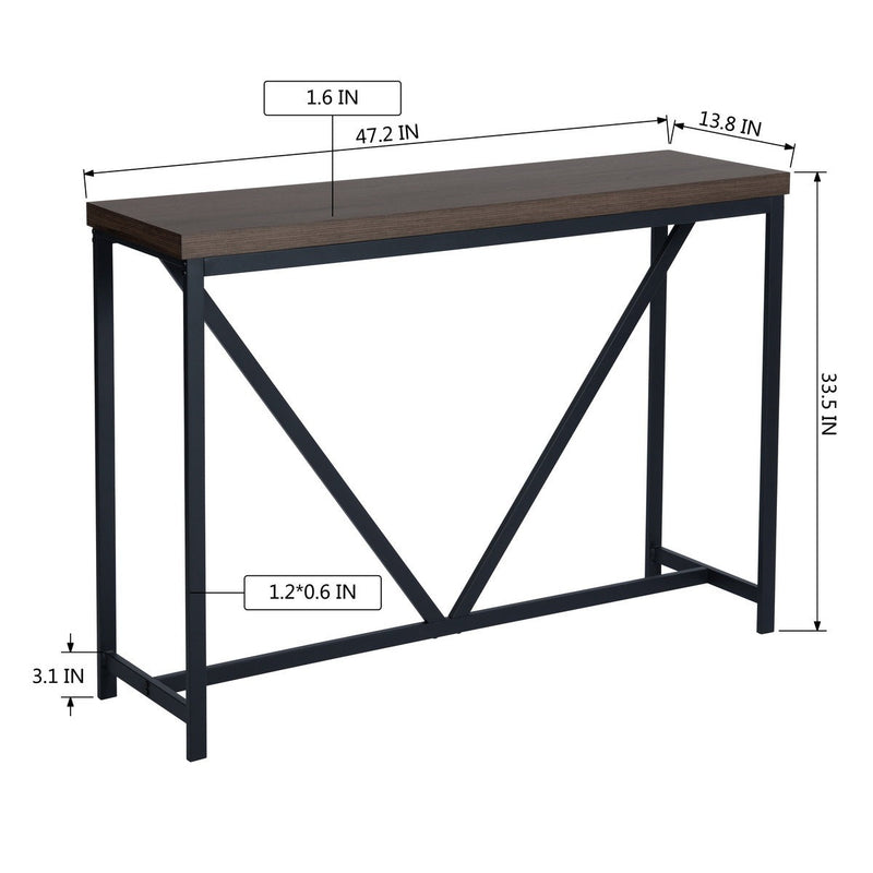 47.2" Sofa Console Table (Walnut & Black)