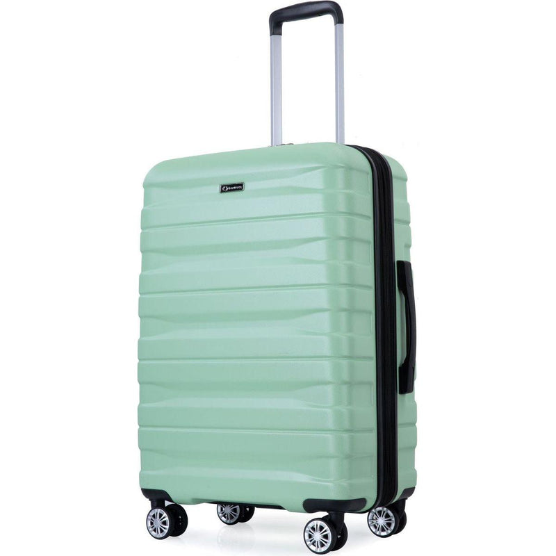 3 Piece Luggage Sets PC Lightweight & Durable Expandable Suitcase with Two Hooks, Double Spinner Wheels, TSA Lock, (21/25/29) Light Green