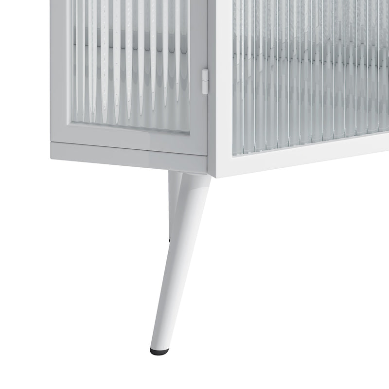 22.25 " Floor Coner Cabinet with Tempered Glass Door & Storage Shelves for Bathroom, Living Room, Bedroom (White)