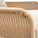 Modern 3 Piece Outdoor Seating Set with Cushioned Rattan Rocking Chairs and Wooden Accent Table by HouseOfZazla