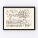Vintage Map of Lowell, MA Business Section 1946