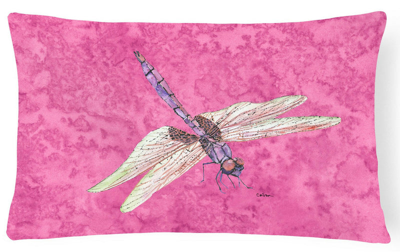 Dragonfly on Pink   Canvas Fabric Decorative Pillow