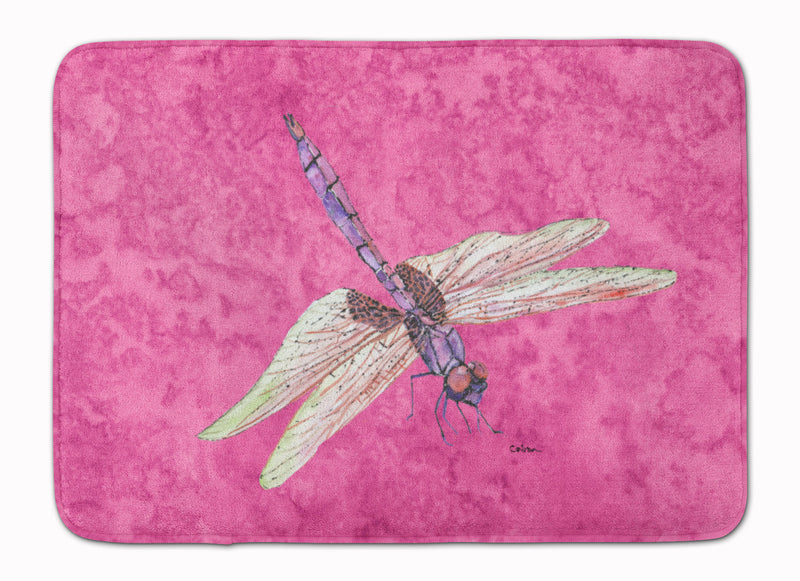 Dragonfly on Pink Machine Washable Memory Foam Mat 8891RUG