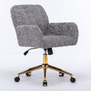 Office Chair, Artificial Rabbit Hair Home Office Chair With Metal Base, Adjustable Desk Chair Swivel Office Chair, Vanity Chair by Unique Piece Furniture