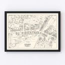 Vintage Map of Meriden, CT Business Section 1946
